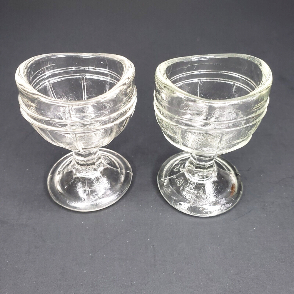 Antique Vintage Glass Eye Wash Cup Paneled Clear Glass  USA